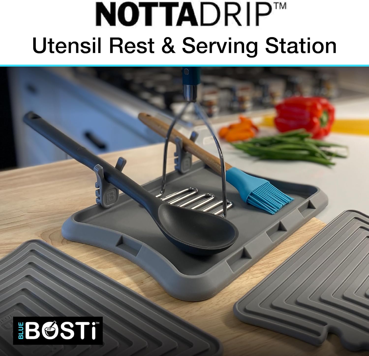 Blue Bosti Nottadrip Silicone Spoon Rest 5-Piece Trivet Set (Gray) (detail 1)