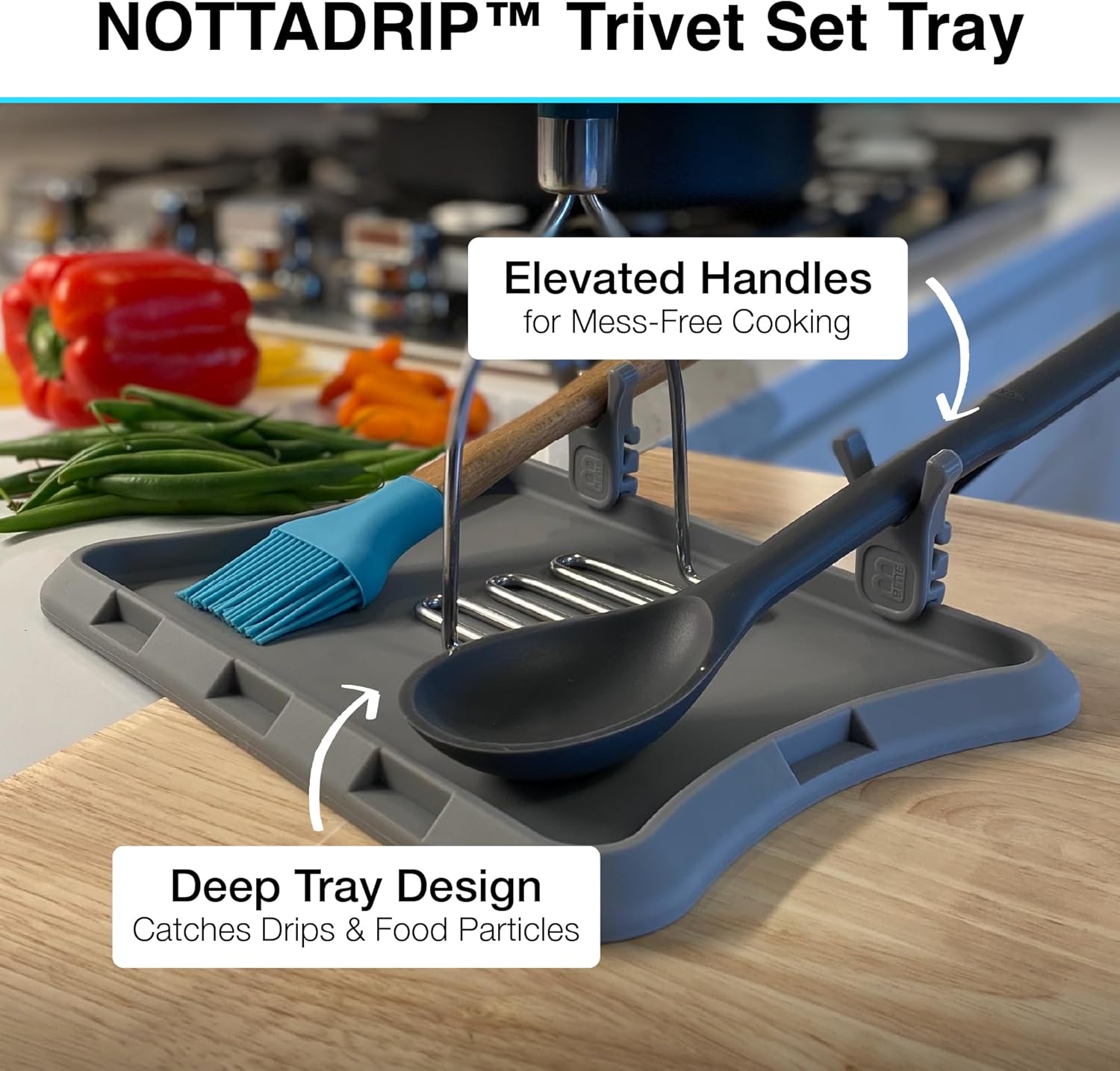 Blue Bosti Nottadrip Silicone Spoon Rest 5-Piece Trivet Set (Gray) (detail 2)