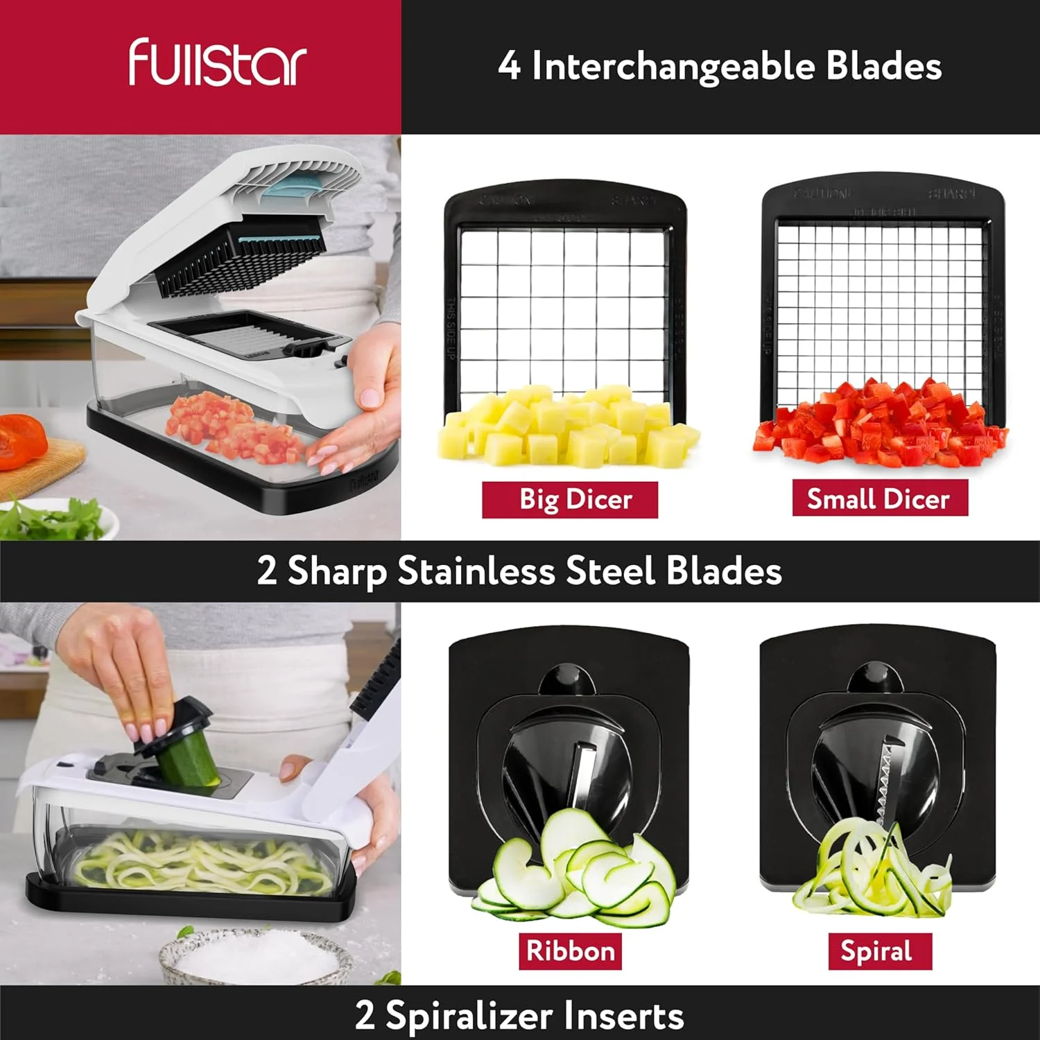Fullstar Vegetable Chopper Mandoline Slicer (Model FSCH0125 9-in-1 White Black) (detail 4)