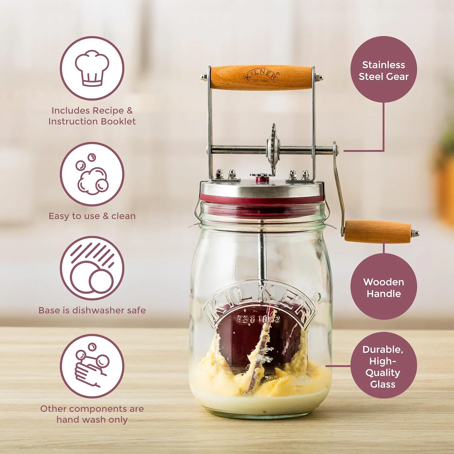 Kilner Vintage Glass Butter Churn (detail 2)
