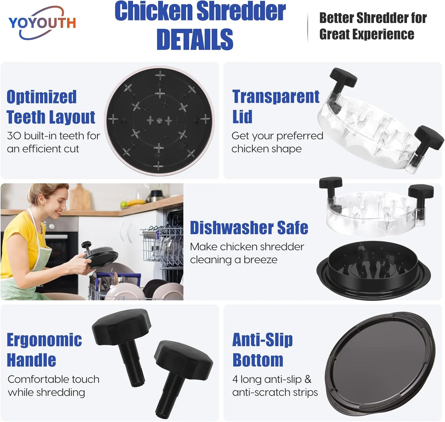 YOYOUTH Chicken Shredder Tool Twist (2026 Pro ASIN B0D86ZHCF5) (detail 4)