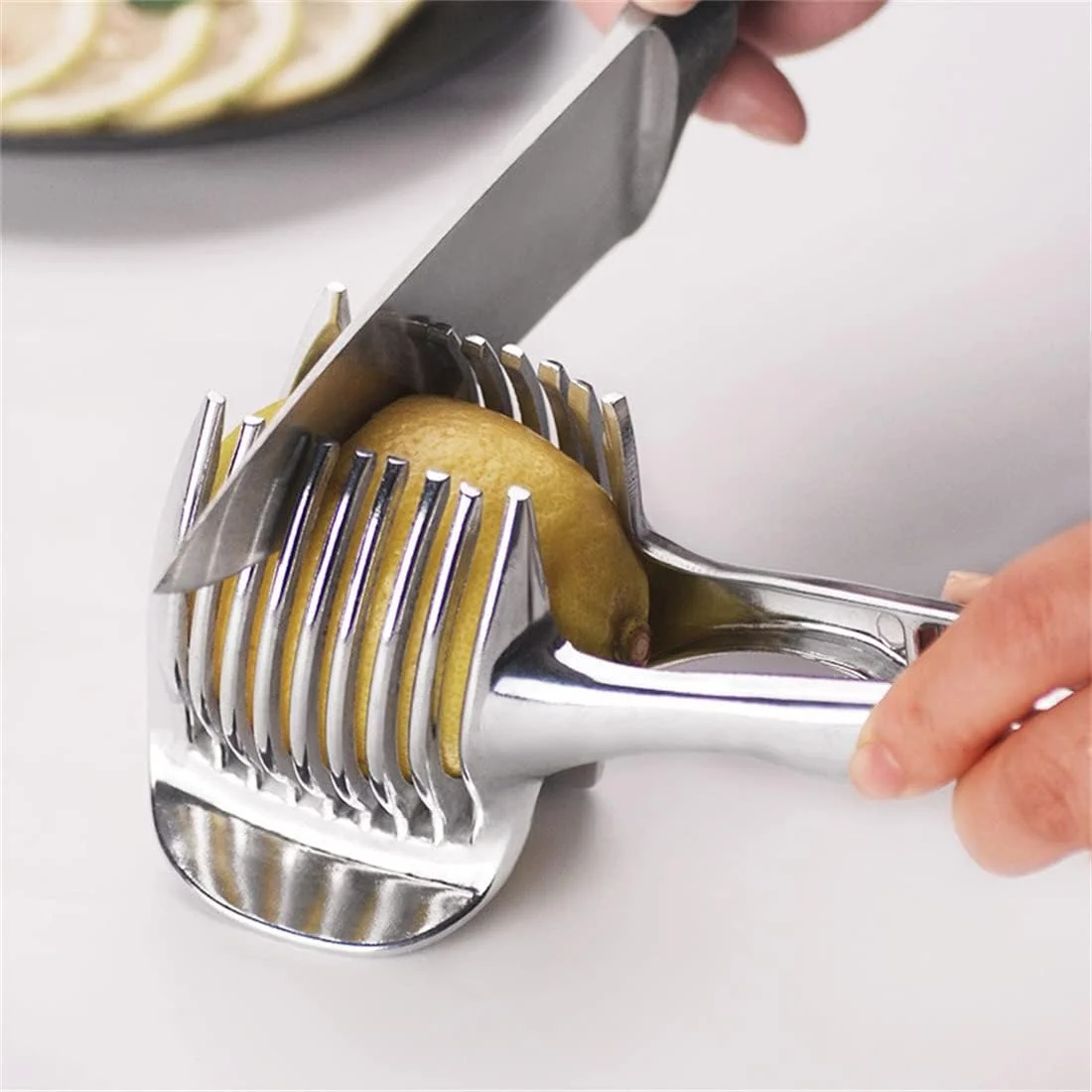 Dycica Stainless Steel Onion Holder Slicer Guide (hero)