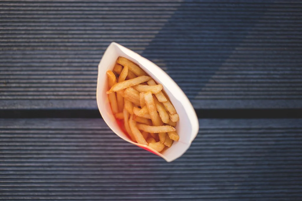 Golden fried potato strips, a classic use for thin evenly cut potatoes