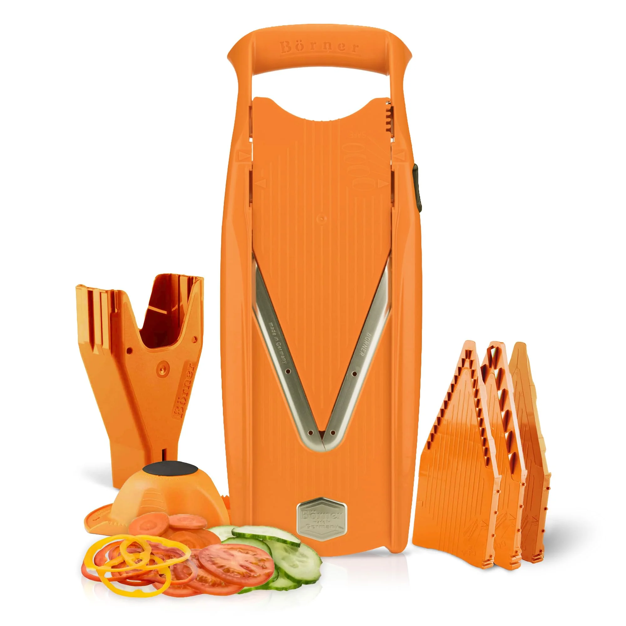 Best mandoline for coleslaw: Swissmar Borner V-Power mandoline used for slicing whole cabbage heads