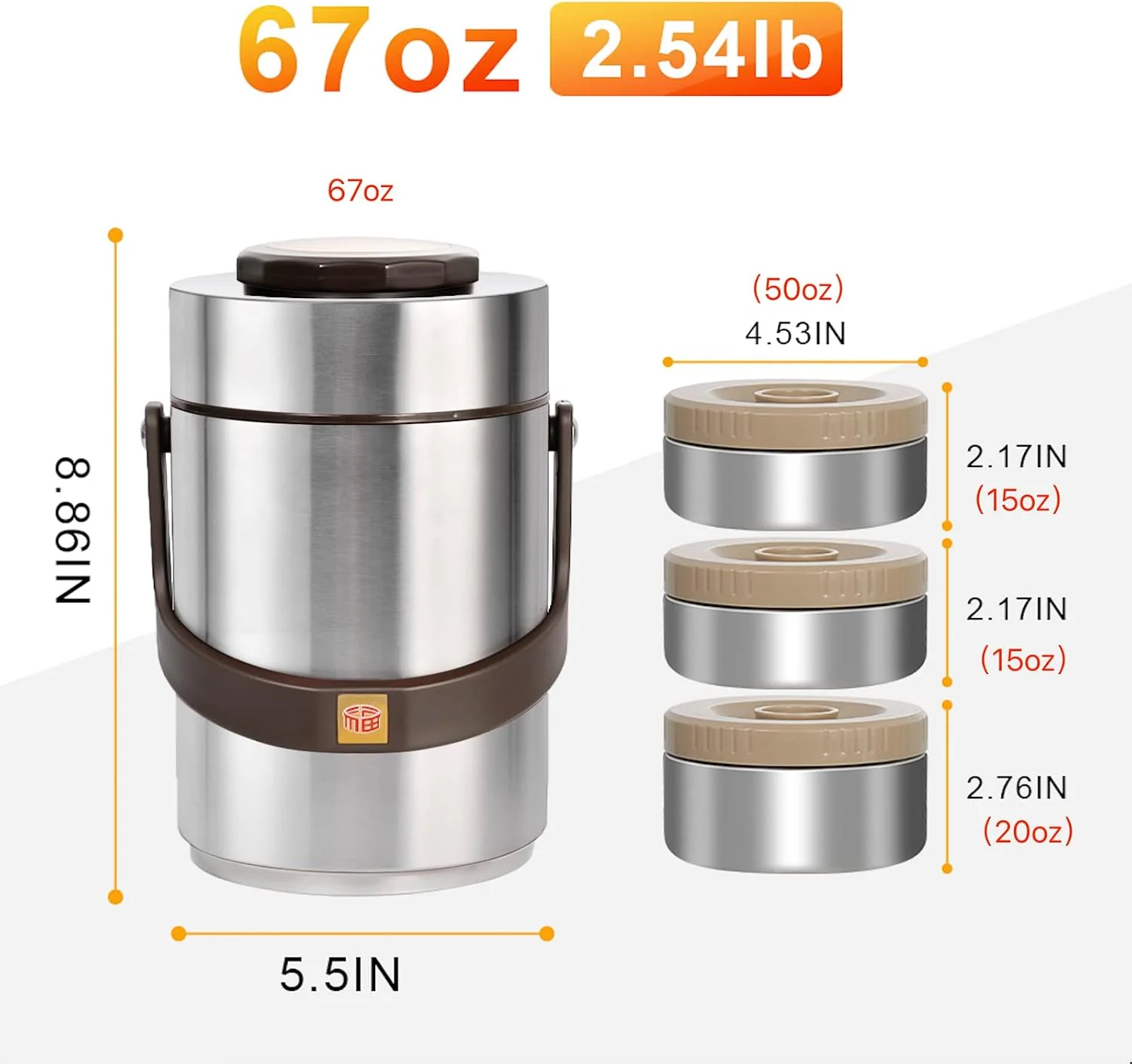 Pawovdeq 67oz Insulated Stacking Food Jar (detail 2)